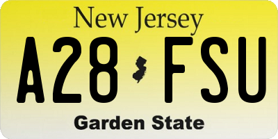 NJ license plate A28FSU