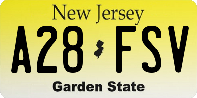 NJ license plate A28FSV