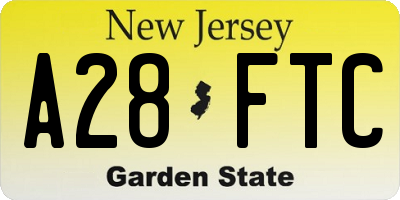 NJ license plate A28FTC