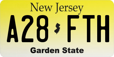 NJ license plate A28FTH