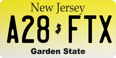 NJ license plate A28FTX