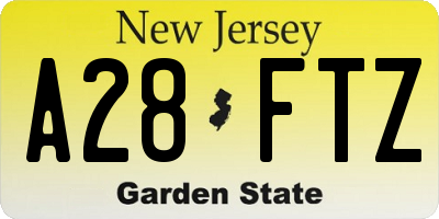 NJ license plate A28FTZ