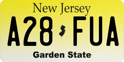 NJ license plate A28FUA