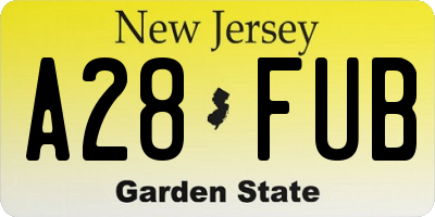 NJ license plate A28FUB