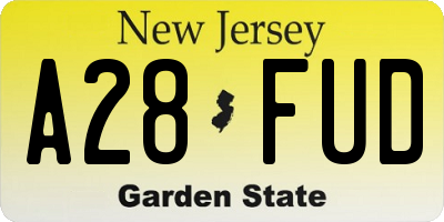 NJ license plate A28FUD