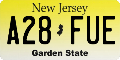 NJ license plate A28FUE