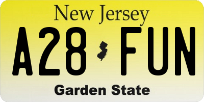 NJ license plate A28FUN