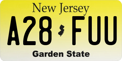 NJ license plate A28FUU