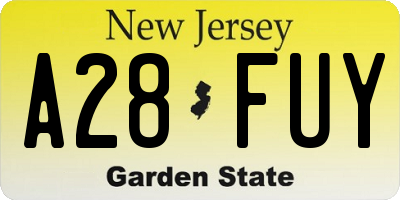 NJ license plate A28FUY