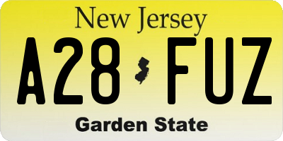 NJ license plate A28FUZ