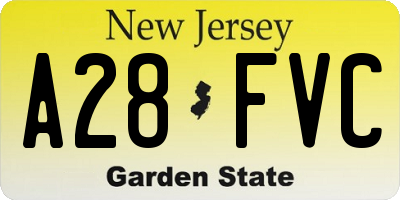 NJ license plate A28FVC