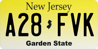 NJ license plate A28FVK