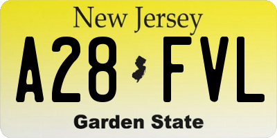 NJ license plate A28FVL