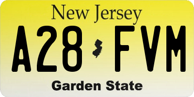 NJ license plate A28FVM