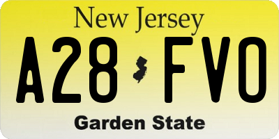 NJ license plate A28FVO