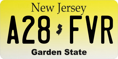 NJ license plate A28FVR