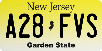 NJ license plate A28FVS