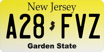NJ license plate A28FVZ