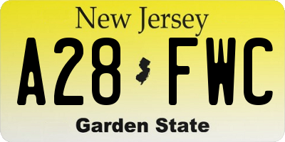 NJ license plate A28FWC