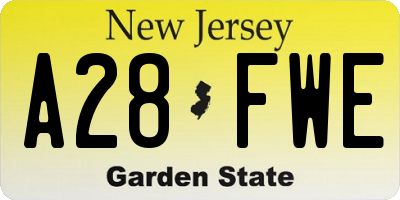 NJ license plate A28FWE