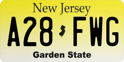 NJ license plate A28FWG