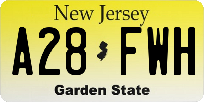 NJ license plate A28FWH