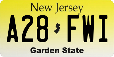 NJ license plate A28FWI