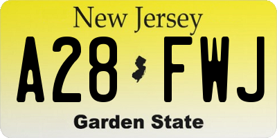 NJ license plate A28FWJ
