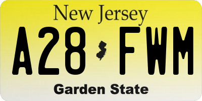 NJ license plate A28FWM