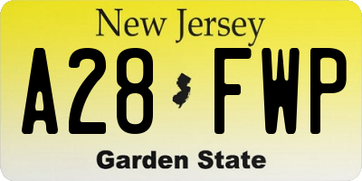 NJ license plate A28FWP