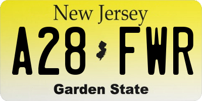 NJ license plate A28FWR