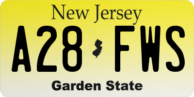 NJ license plate A28FWS