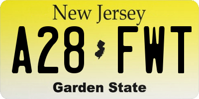 NJ license plate A28FWT