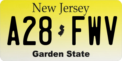 NJ license plate A28FWV
