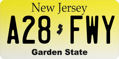 NJ license plate A28FWY