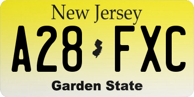 NJ license plate A28FXC