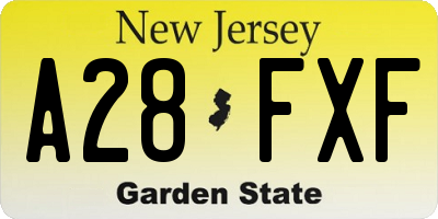 NJ license plate A28FXF