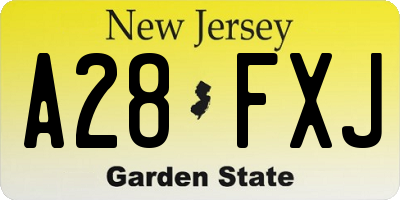 NJ license plate A28FXJ