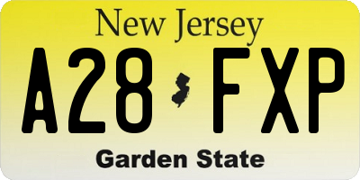 NJ license plate A28FXP