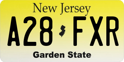 NJ license plate A28FXR