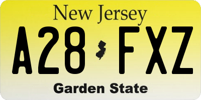 NJ license plate A28FXZ