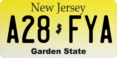 NJ license plate A28FYA