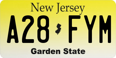 NJ license plate A28FYM