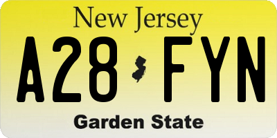 NJ license plate A28FYN