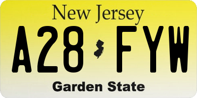 NJ license plate A28FYW