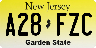 NJ license plate A28FZC