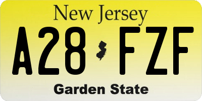 NJ license plate A28FZF