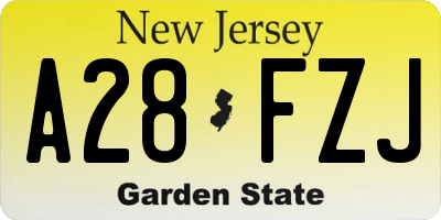 NJ license plate A28FZJ