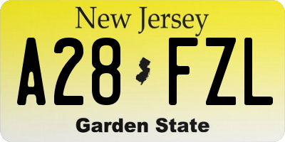 NJ license plate A28FZL