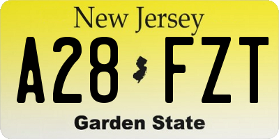NJ license plate A28FZT